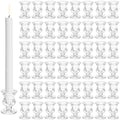 48 Pack Glass Taper Candle Holders Bulk, 2.3" Clear Mini Candlestick by Unknown