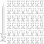 48 Pack Glass Taper Candle Holders Bulk, 2.3" Clear Mini Candlestick by Unknown