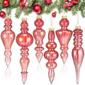 Soaoo 6 Pcs 6.3 in Iridescence Red Mercury Glass Finial Christmas Ornaments by Soaoo