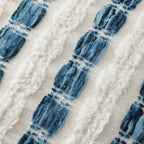 decorUhome Chenille Tufted Stripe Throw Pillow Covers 18x18 Set of 2 Blue - Image 3
