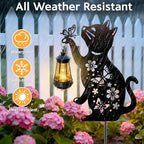Cat Solar Lights Outdoor, Black Cat Hanging Lantern Waterproof Garden Decor - Image 4