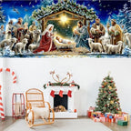 13x6Ft Religious Garage Door Banner - Nativity Scene with Holy Family, Shepherds and Animals in Stable Large Hanging Covers, Outdoor Inspirational Holiday Decor - Image 7