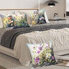 Wild Flower Throw Pillow Covers 22''x22'' Set of 4, Spring Blooming Floral Garden Pillowcases Colorful Printed Cushion Covers for Couch Sofa Home Bedroom Farmhouse Livingroom Patio Car - Image 3