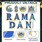 11 Pcs Ramadan Mubarak Yard Signs 7 Letters 4 Signs with Stakes and 2 Rolls String Lights Eid Mubarak Party Yard Sign Lawn Decorations Party Decorations for Home Front Door Garden Decor - Image 2
