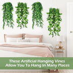 Hoteam 12 Pcs Artificial Hanging Greenery Plants, Pothos, Eucalyptus - Image 3