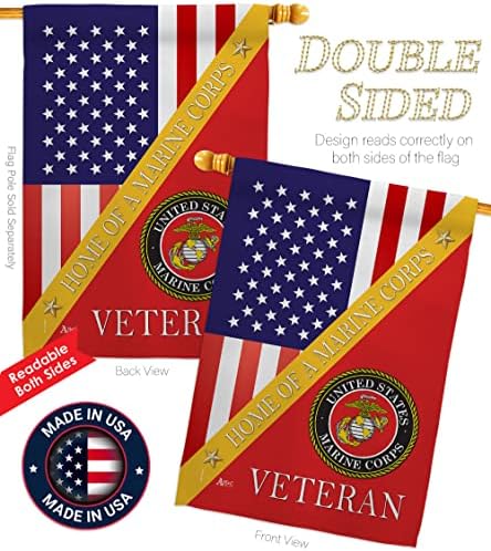 Home of Marine Corps Garden House Flag - Kit Armed Forces USMC Semper Fi United State American Military Veteran Retire Official - Decoration Banner Small Yard Gift Double-Sided Made in USA 28 X 40 - Image 3