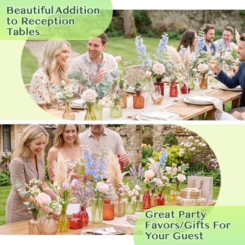 42 Pcs Vases Bulk Colored Glass Bud Vases Set, Assorted Vintage Bud Vases - Image 7