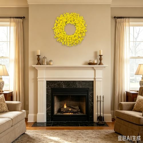 24 Inch Artificial Yellow Forsythia Wreaths Spring Summer Fall Wreath - Image 6