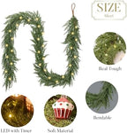 Valery Madelyn 6 Ft Artificial Norfolk Pine Garland for Mantle, Real Tough Christmas Cedar Garland with Light, Lighted Winter Pine Branches for Home Stairs Fireplace Table Indoor Outdoor Holiday Decor - Image 6
