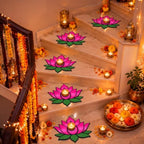 Dunzy 6 Pcs Diwali Rangoli Mat Varalakshmi Pooja Decoration, Pink Lotus - Image 2
