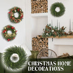 Zeyune 8 Pcs 14" Christmas DIY Green Wreath Artificial Wreath Elegant Style - Image 6