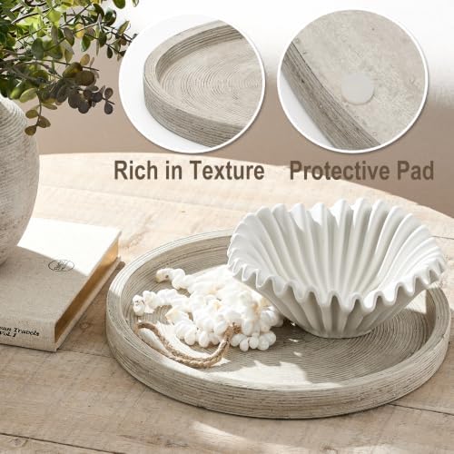 Vanselia Decorative Table Tray Round Trays Home Decor Cement (11.8" Retro) - Image 3