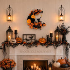 Thiccywoov 2 Pcs Halloween Black Cat Doormat and Wreath Sets for Front Door - Image 2