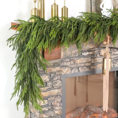 Lifelike Touch Artificial Norfolk Pine Garland for Christmas (5FT 2PCS) - Image 2
