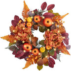 DecorbyHannah 18'' Fall Wreath for Front Door with Lights & Pomegranate by DecorbyHannah