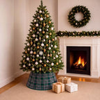 24'' Christmas Tree Collar Blue Green Tartan Plaid Velvet Christmas Decor - Image 6