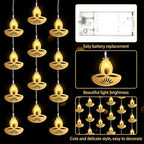 Riakrum 6 Pcs 6.56 ft Diwali String Lights Decorative Flame Shaped Lamps 10 LED Lights Window Wall Curtain Diwali Decorations for Home Bedroom Indian Wedding Party Christmas Indoor Outdoor - Image 3