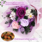 Flowers for Delivery Prime Preserved Flowers Bouquet with Vase That Last 3-5 Years Real Forever Flowers Purple Rose Bouquet for Mom Mother Women Wife Friends Birthday Mothers Day Gifts - Image 3