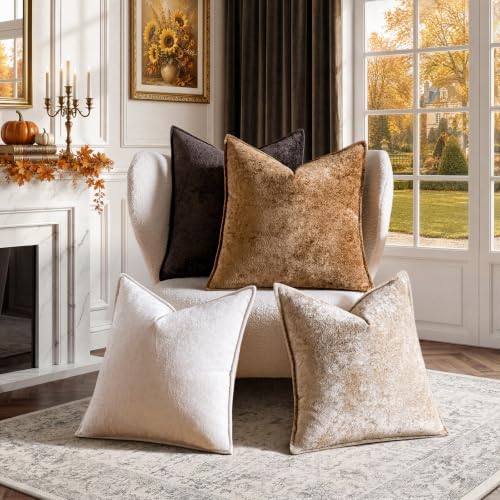 a moment Throw Pillow Covers 24X24 Inch 4 Packs,Soft Velvet Decorative Pillow Cases with 3D Ice Flower,Texture Modern Accent Cushion Covers for Sofa Couch Home Decor Modern Neutral - Image 6