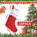 24Pcs 17" Felt Christmas Stocking Bulk, Red Christmas Socks Bulk with White Cuff Golden Trim, Christmas Hanging Ornaments Xmas Decoration for Mantel Door Window Holiday Home Décor - Image 2