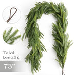 Christmas Decorations - 2pcs Christmas Garlands - 12ft(2 * 6ft) Norfolk Pine Garland Artificial Greenery Xmas Holiday Decor for Indoor Home Fireplace Mantle Table Stairs Railing Porch Door Farmhouse - Image 3