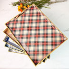Rectangular Decorative Tray with Handles, Plastic Serving Tray for Living Room, Home Decor, Christmas，15.7" x 11.8" Red Plaid - Image 2