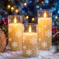Blosssound 3 Pcs Christmas Snowflake Flameless Candles Battery Operated by Blosssound