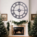 30 Inch Slate Gray Giant Round Roman Numerals Large Wall Clocks - Image 3