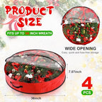Aliceset 4 Pack Wreath Storage Bags, 36 x 36 x 7.8 Inch, Red - Image 2
