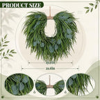 Suncalla Artificial Saw Grass and Eucalyptus Wreath for Front Door - Image 2