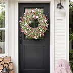 26" Spring Wreaths for Front Door Artificial Floral Wreath with Wildflowers Portulaca CHEAWRTZ Summer Easter Decorations for Indoor Outdoor Window Wall Farmhouse Porch Home Decor Cherry Blossom Pink - Image 6