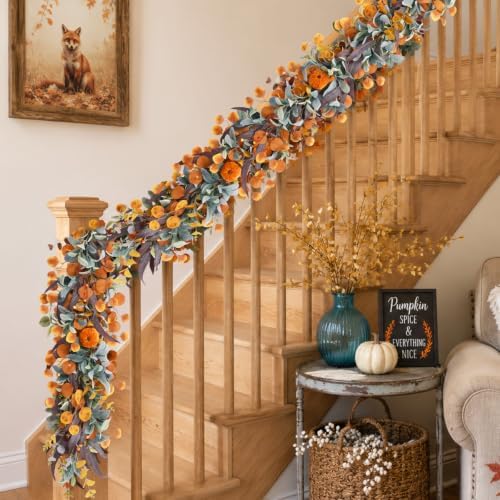 Waipfaru 2 Pcs Fall Eucalyptus Garland Thanksgiving Vine for Fall Decor - Image 6