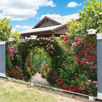 7 * 16FT Summer Garage Door Cover Decorations Sunset Palm Trees Garage Door Banner for Outdoor Indoor Summer Party Photography Backdrop (flower arch, 7 * 16 ft) - Image 5