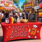 Frienda 2 Pcs 6 ft Hot Dogs Tablecloth Hotdogs Stretch Spandex Table Cover - Image 4
