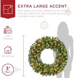 Best Choice Products 36in Pre-Lit Christmas Wreath w/Berries & Pinecones, Large Artificial Indoor/Outdoor Decor for Door, Mantel, Plug-in - Image 3