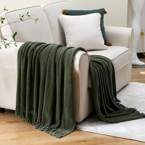 BATTILO HOME Olive Green Throw Blanket for Couch, 50"x60" by BATTILOHOME