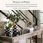 MACKENZIE-CHILDS Enamel Tall Vase, Black-and-White Courtly Check - Image 2