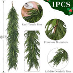 1Pcs 6FT Lifelike Touch Fake Norfolk Pine Garland for Christmas Home Decor - Image 5