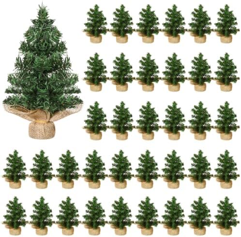 Yinder 36 Pcs 7.87 Inch Mini Christmas Tree Tabletop Pine Decoration by Yinder