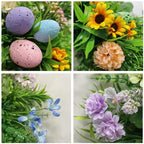 Easter Spring Wreath for Front Door, 24 Inch Handmade Floral with Pastel Eggs, Greenery and Sunflowers, Farmhouse Wall Decoration - Image 3
