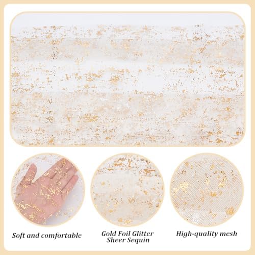 10 Pack Gold Table Runner 10 x 10FT Sheer Cheese Cloth Tulle Rustic Gold Foil Sequin Table Centerpiece Decoration for Birthday Party Wedding Anniversary Christmas Baby Shower - Image 3