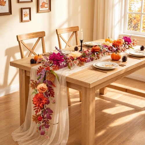 BLOSMON Fall Garland for Mantle with Flower, 6ft, Fall Decorations for Home - Image 3