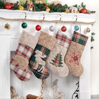 LUBOT New 4 Pack Christmas Stocking 20" Red Green Plush Plaid Mix and Match Classic Rustic Farmhouse Country Cotton Fireplace Hanging Xmas Stockings Decorations for Family Holiday Season Decor by LUBOT