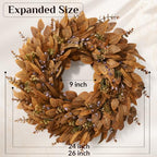 Waipfaru 26" Fall Wreath, Artificial Eucalyptus Wreath for Front Door - Image 3
