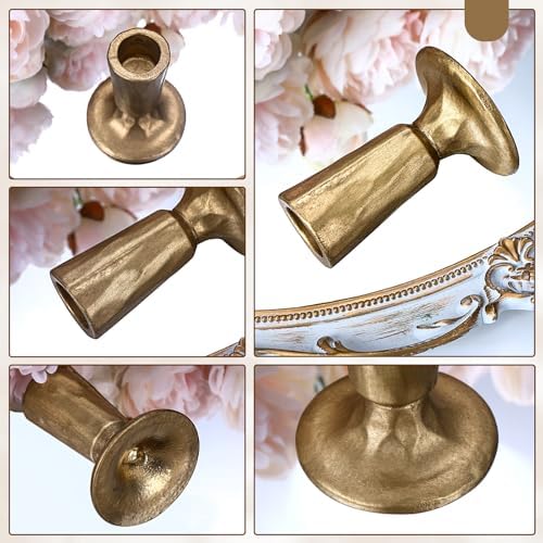 Mumufy Set of 4 Brass Candlestick Holders, Antique Taper Candle Holders - Image 4