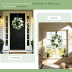 Solar Spring Wreath for Front Door 18inch 30LED Pre-lit Wreath Spring Summer Decor White Daisy Artificial Wreaths for Outside Home Decor for All Season Festival Farmhouse Decor - Image 5