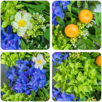 Spring Wreaths for Front Door 24 Inch, Summer Wreath Outdoor，Silk Hydrangea Wreath with White Blossoms & Mini Mandarins, Rustic Farmhouse Indoor & Outdoor Seasonal Wreath, Spring&Summer Home Decor - Image 2