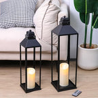 Large Lanterns Decorative Outdoor Indoor, 23" 19" Floor Lantern with Candle - Image 3