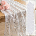 10 Pcs White Silver Gauze Table Runner, 28x118 Inch Sheer Glitter Metallic Foil Mesh Table Runner for Birthday Party Wedding Anniversary Christmas by ACRNIGHEET