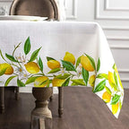 ARTABLE Lemon Print Rectangle Tablecloth Spring Summer Decor 52x70 Inch by ARTABLE